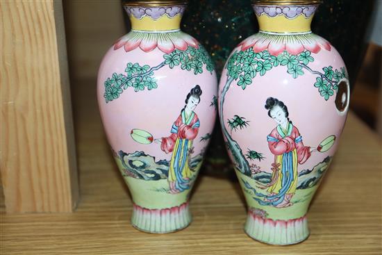 Three cloisonne vases